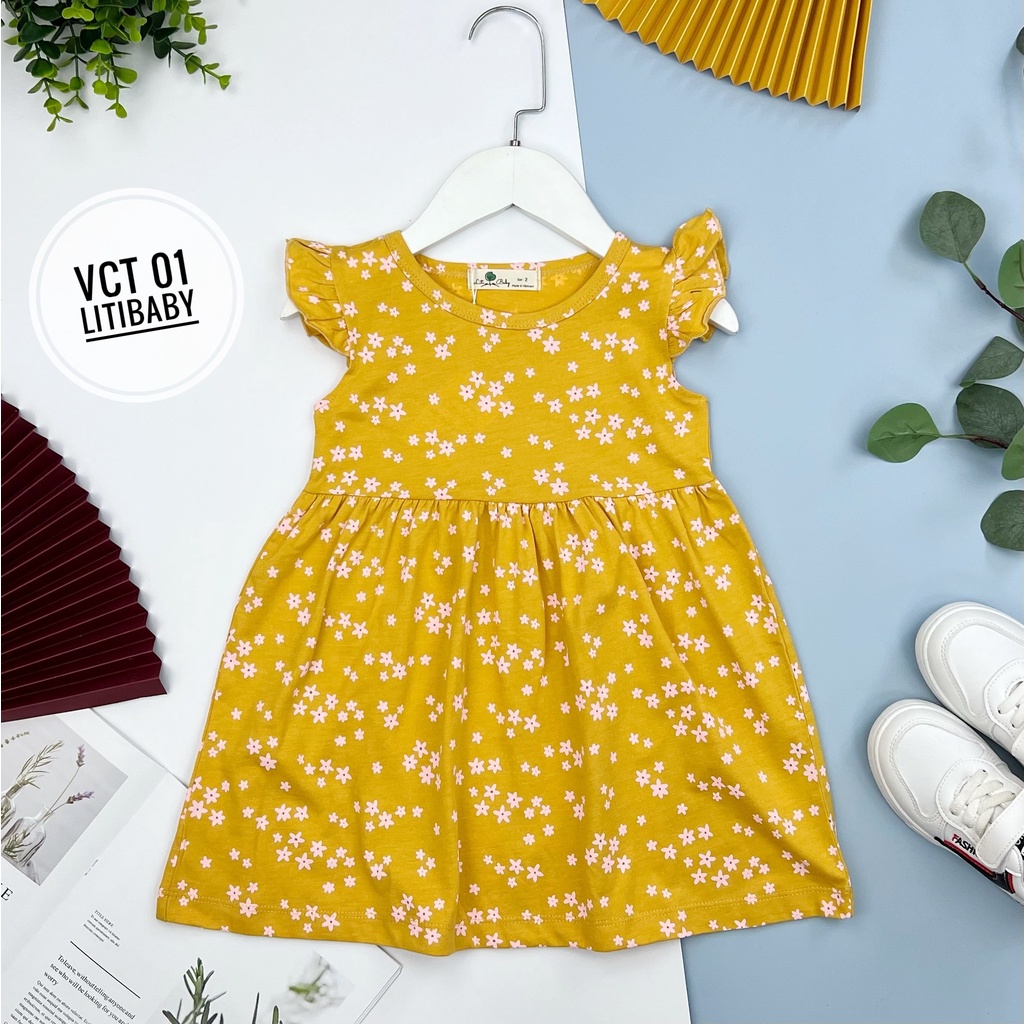 Đầm thun cotton hoa văn Litibaby cho bé 10-35kg
