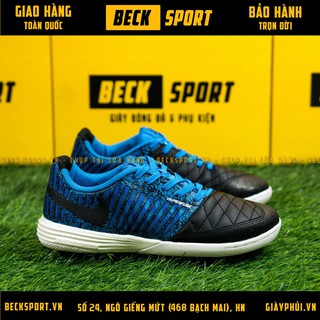 Giày Bóng Đá Lunar Gato II Đen Gót Xanh Biển Đế Trắng IC