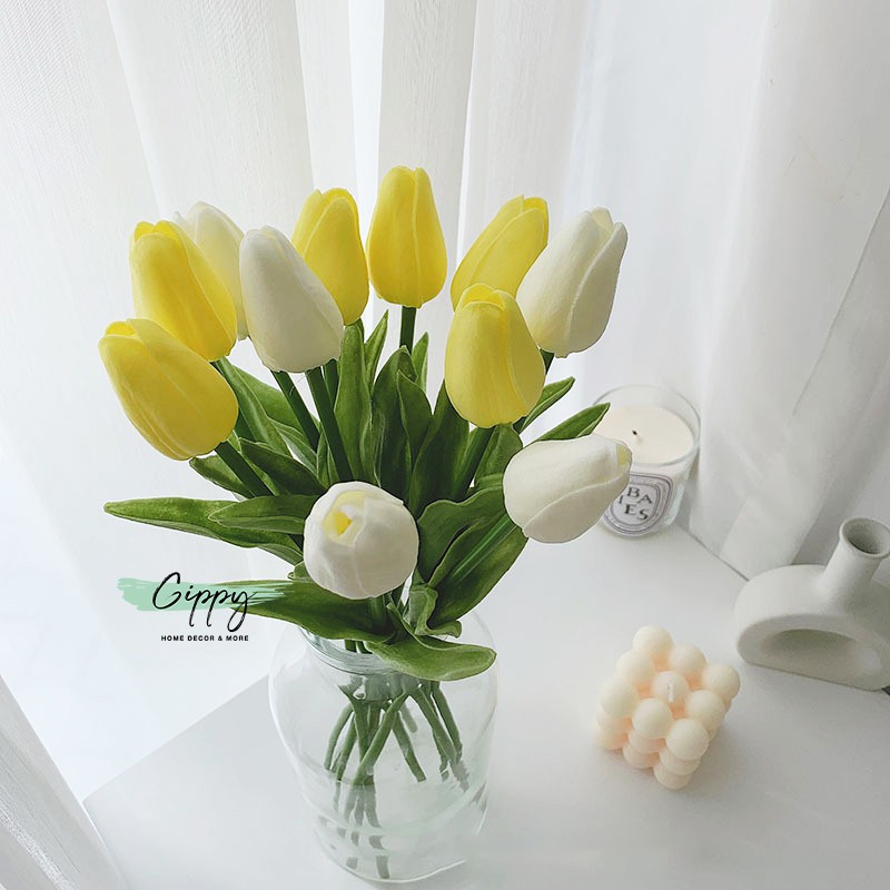 Hoa tulip, hoa nhân tạo trang trí chụp ảnh (nhiều màu) - phụ kiện trang trí - Gippy Decor