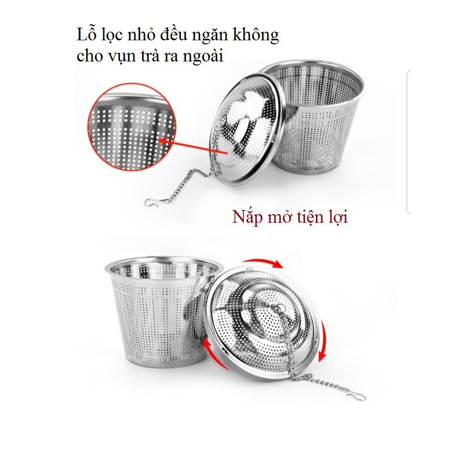 Lọc trà inox 304 hình trụ, có dây treo, không gỉ, nhiều kích thước- VUA BAO BI