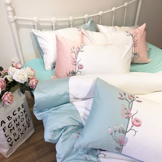 Set chăn ga gối lụa lohem ipsum xan mint 4 món