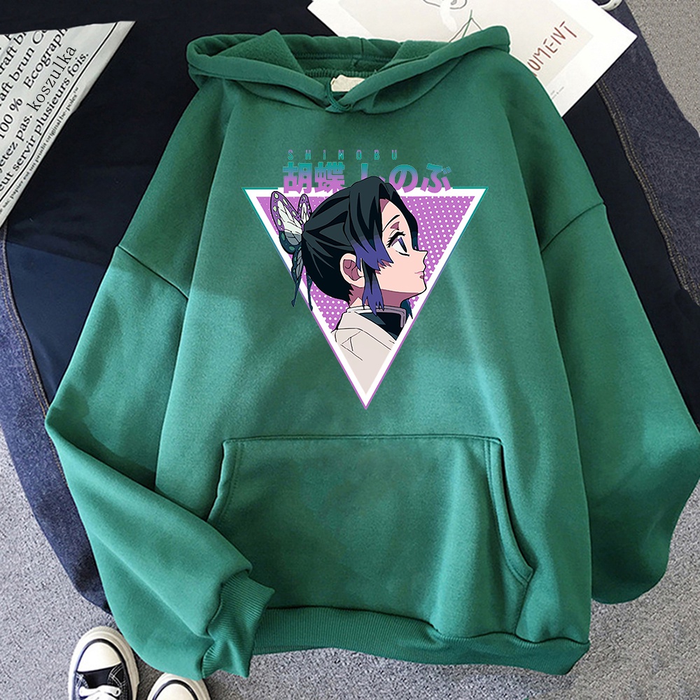 Áo Hoodie Mùa Đông In Hình Nhân Vật Anime Demon Slayer Shinobu Dễ Thương Phong Cách Harajuku Cho Nữ