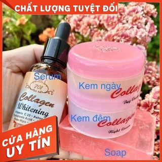 Combo kem và serum collagen plus vit e dưỡng trắng da