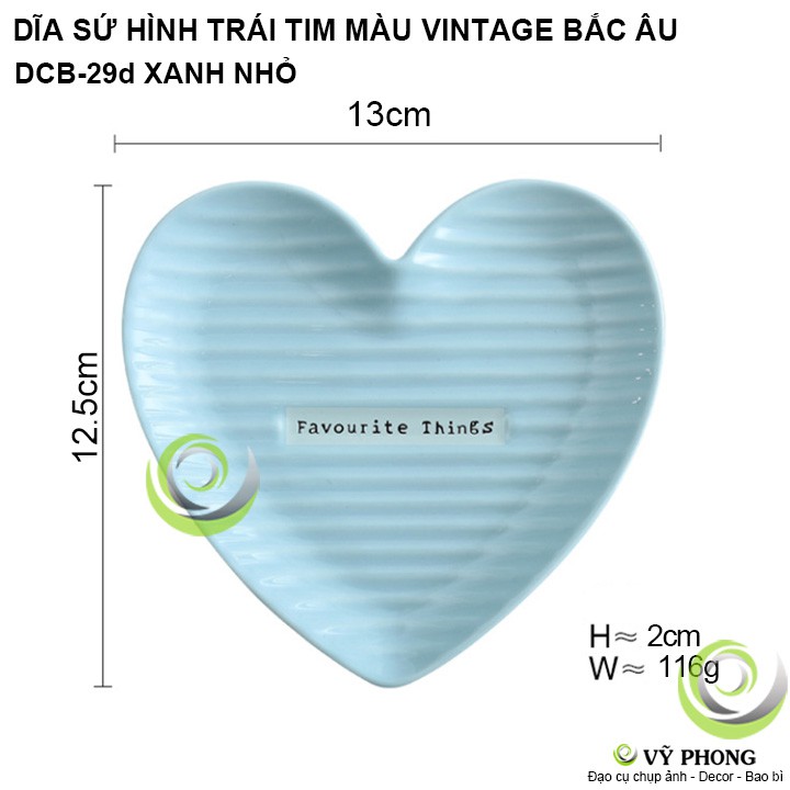 DĨA SỨ HÌNH TRÁI TIM MÀU VINTAGE PHONG CÁCH BẮC ÂU NORDIC TRANG TRÍ BẾP CHỤP HÌNH ĐẠO CỤ CHỤP ẢNH SẢN PHẨM INS DCB-29