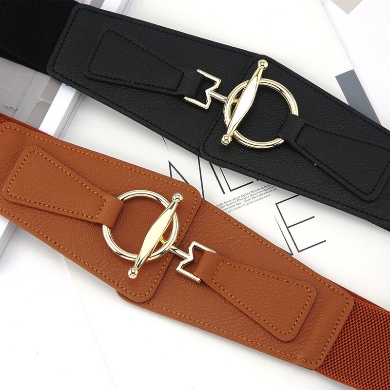 Đai váy belt váy nữ bản to 5cm ĐV020 phối da mặt vàng Meo shop đai thắt lưng váy nịt áo đầm