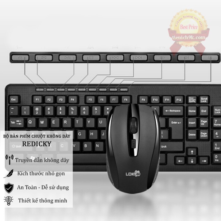 Bộ Bàn phím không dây kèm chuột REDICKY LDK GR-50 cho máy tính PC Laptop