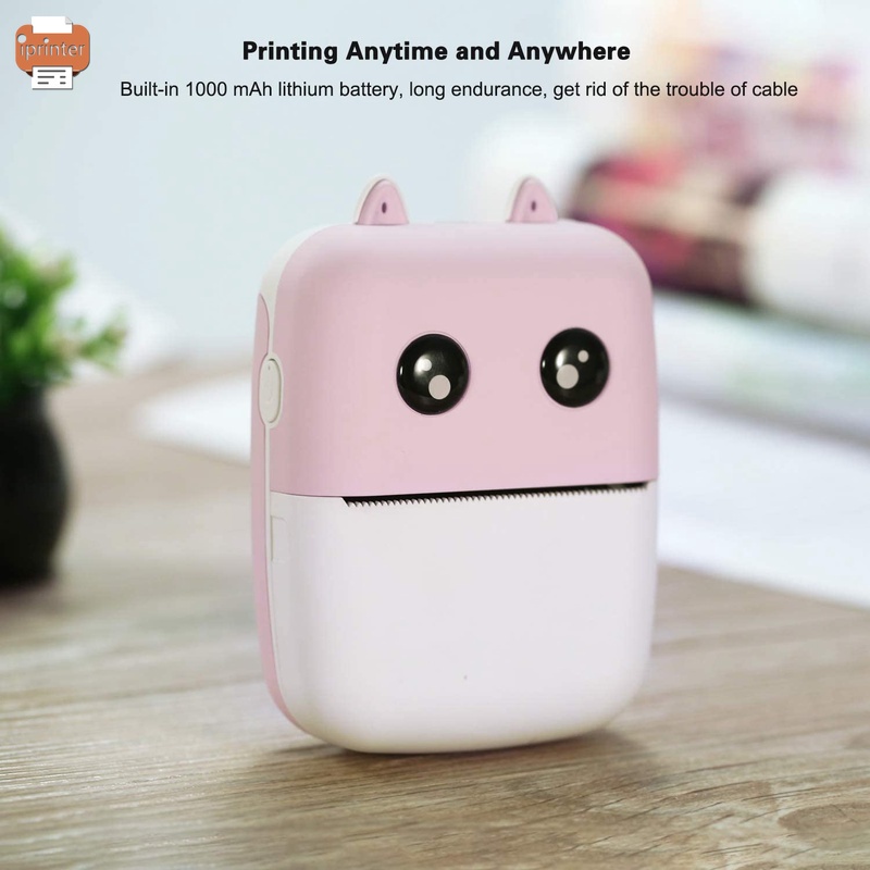 Máy in ảnh mini không dây bluetooth đa năng thiết kế hình thỏ xinh xắn