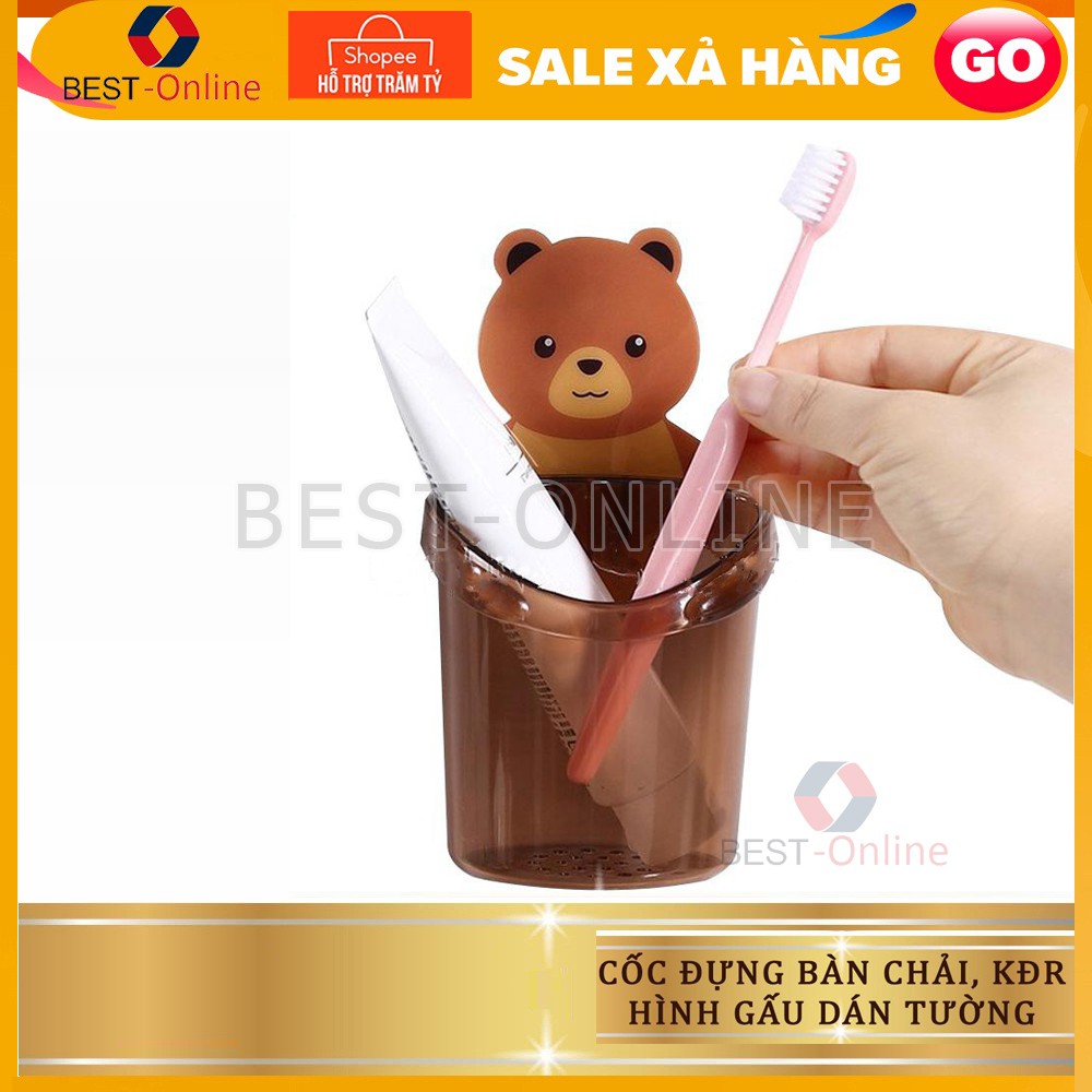 Ly cốc đựng bàn chải kem đánh răng dán tường hình gấu siêu tiện lợi (MS-16)