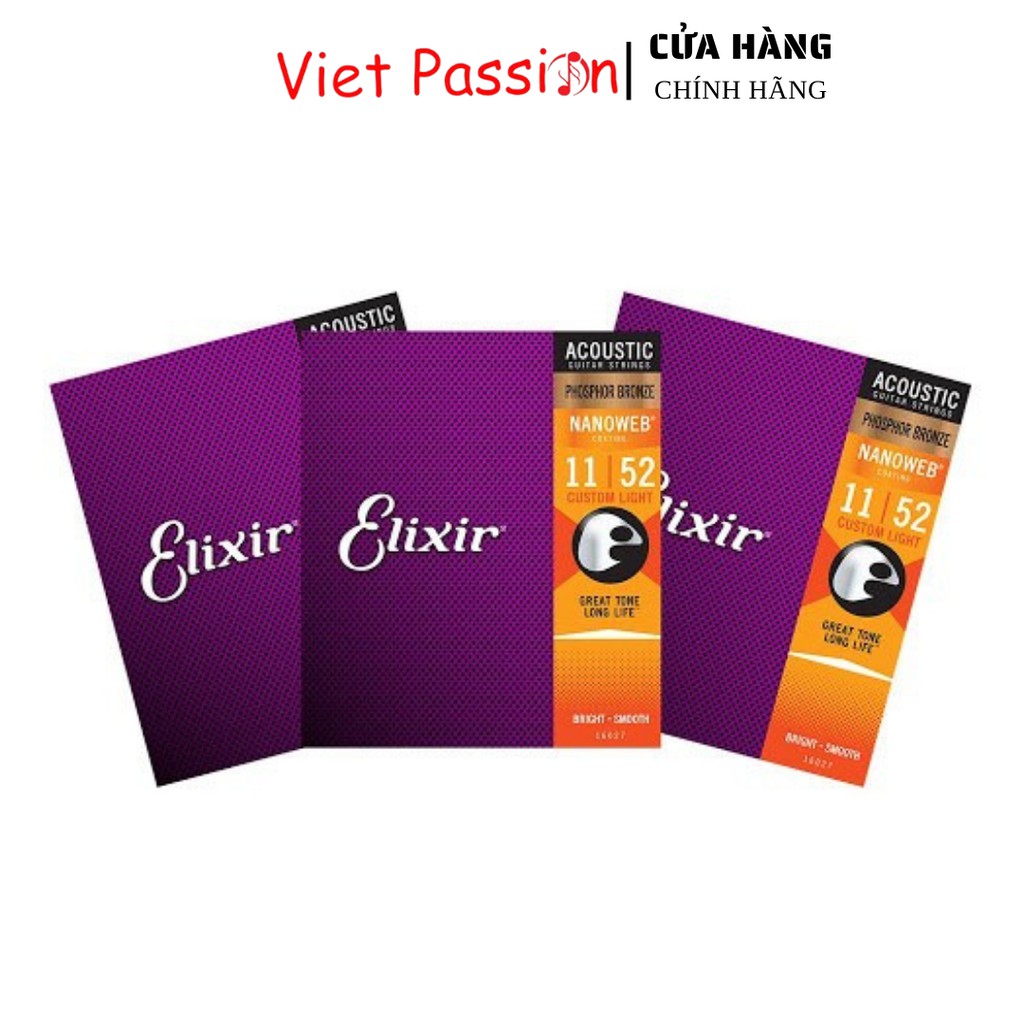 Dây đàn guitar acoustic Elixir 16052 size 12, elixir 16027 cỡ 11 và elixir 16002 cỡ 10 chất lượng