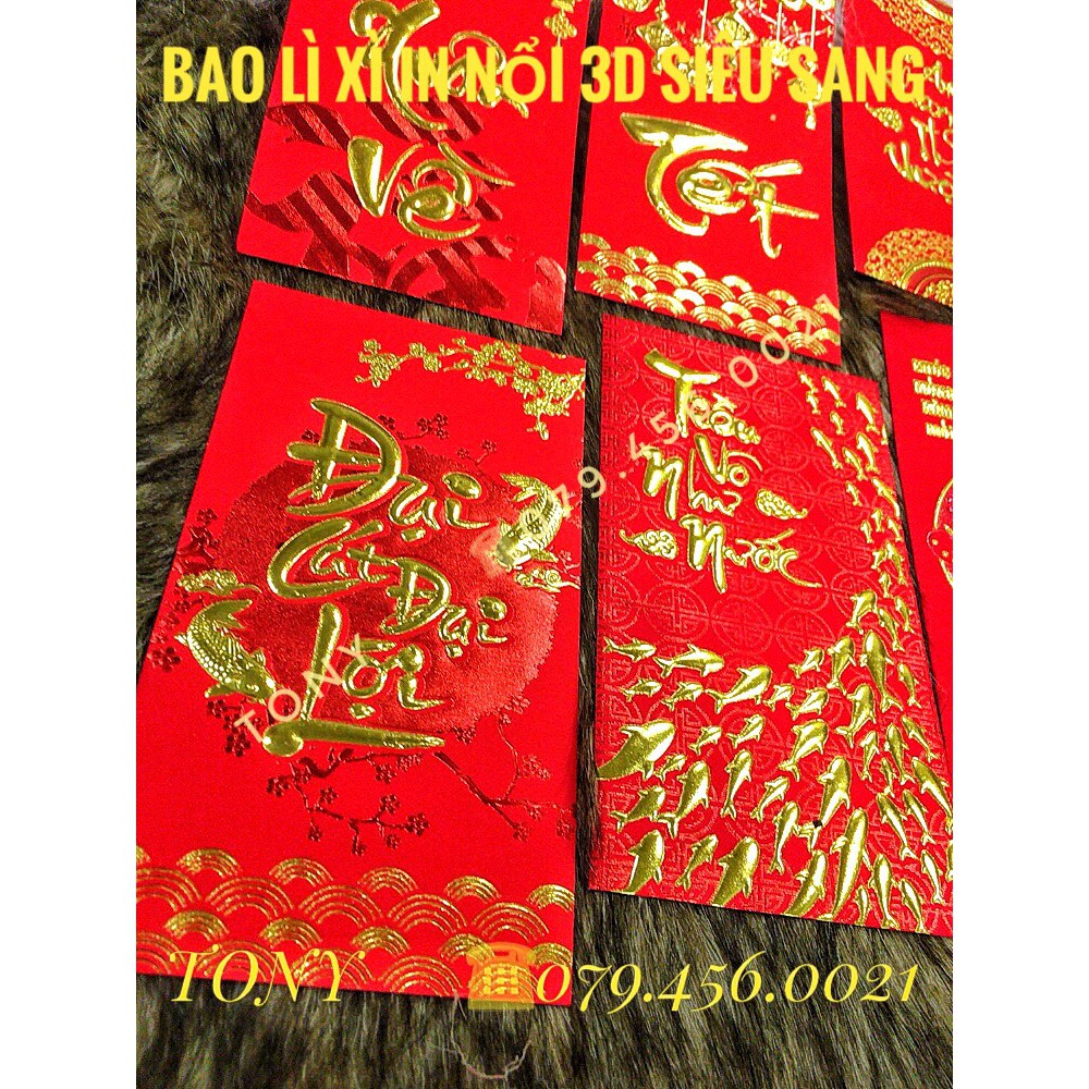 [TẾT] COMBO 300/600/1200 BAO LÌ XÌ GIẤY ĐỎ CHỮ NỔI - HÀNG ĐẸP - CHẤT LƯỢNG