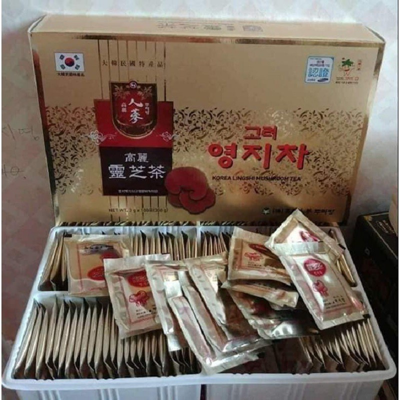 Trà Nấm Linh Chi Đỏ Hàn Quốc Thanh Lọc Thải Độc Làm Mát Cơ Thể (Hộp 100 Gói)
