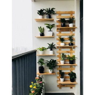 1 Khung Treo Kệ Gỗ Trang Trí Tường / Ban Công - Mộc. Home