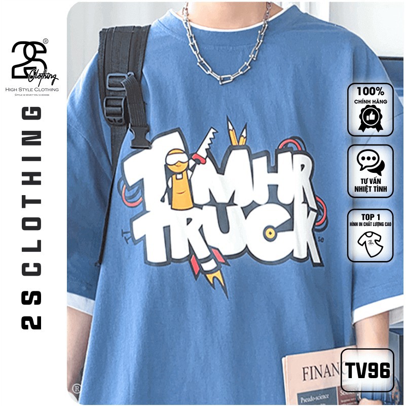 Xả Áo Thun Cổ Tròn Nam Nữ Tay Ngắn Phong Cách Hàn Quốc 2s Clothing Áo Phông Form Rộng Đen Giấu Quần Giá Rẻ In Chữ TV96