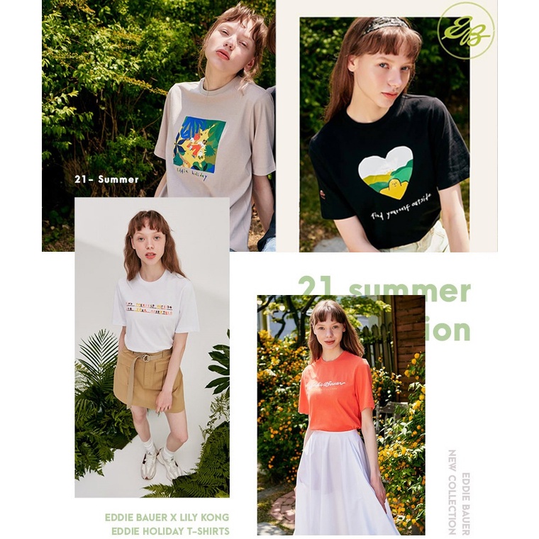 Áo thun cotton, áo phông nữ form rộng unisex Eddie Bauer xuất Hàn dư xịn