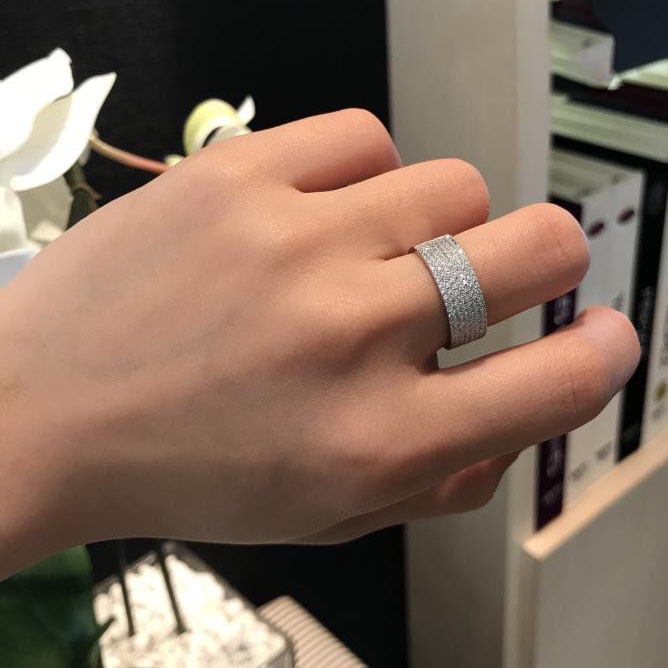 Nhẫn Nam Thời Trang Đính Đá Lấp Lánh Punstore Màu Bạc Cá Tính Hàn Quốc - Nhẫn Nam Đẹp Chất Liệu Titan - DRING