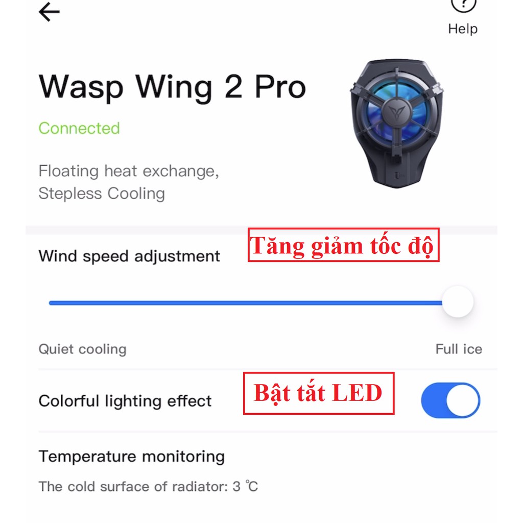 Quạt tản nhiệt điện thoại Flydigi Wasp Wing Pro 2 sò lạnh dành cho điện thoại, siêu lạnh âm tới -3 độ C