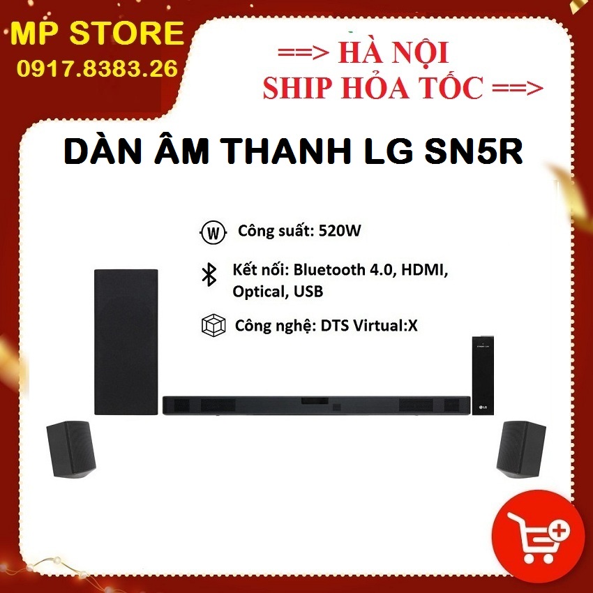 [Mã ELHACE giảm 4% đơn 300K] Loa Thanh Soundbar LG SN5R 5.1ch (520W) - Hàng Chính Hãng