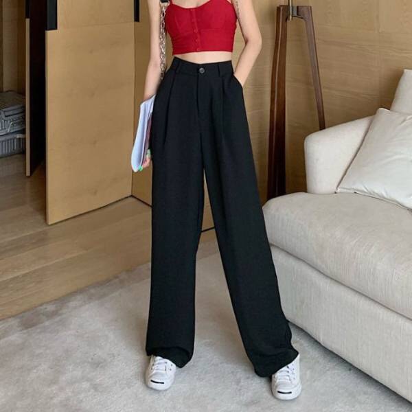 Quần ống rộng, ống xuông kiểu dáng culottes chất liệu tuyết mưa dày dặn cao cấp thời trang nữ phong cách ulzzang