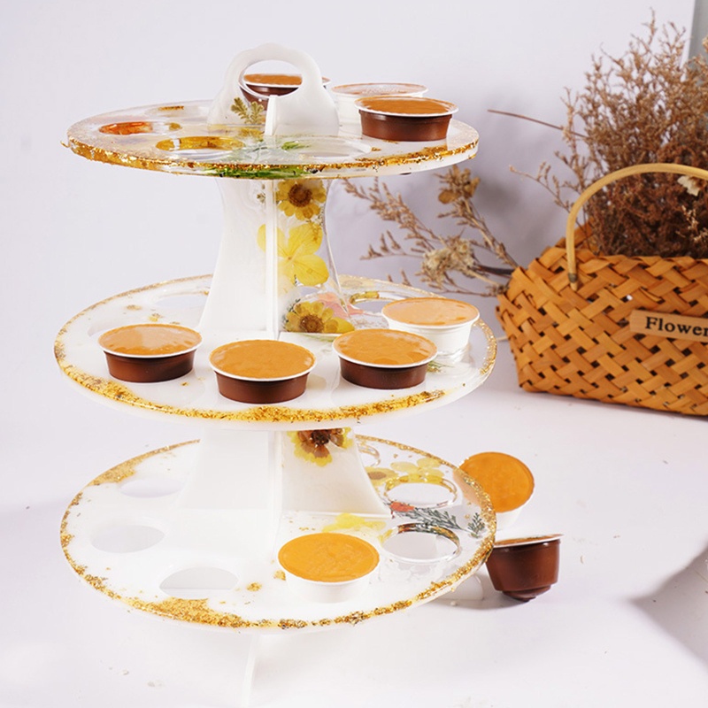 Khuôn Silicone Làm Giá Đỡ Cốc Cà Phê 3 Tầng Tiện Dụng