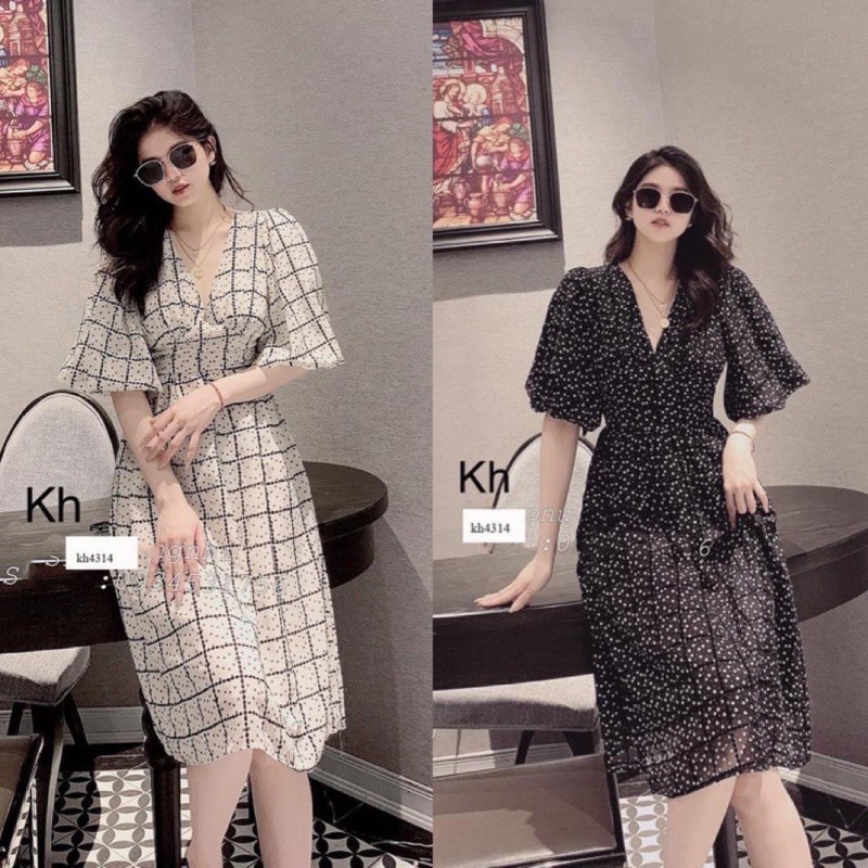 [Mã WASTMAY giảm 15% tối đa 30K đơn 150K] BÁN SỈ VÁY CỔ TIM TAY BỒNG VOAN HẠT 2M CHO NỮ