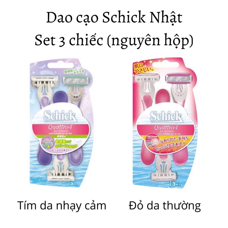 Dao cạo 4 lưỡi Schick Quattro 4 Nhật Bản - Dao cạo body, lông chân, lông tay, bikini line
