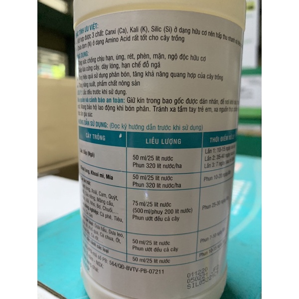 Phân bón lá khoáng hữu cơ Silimax chai 500ml của tập đoàn Lộc trời