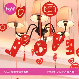 DÂY TREO ĐÁM CƯỚI HÌNH TRÁI TIM, CHỮ HỶ VÀ CHỮ LOVE HAFU HOUSE