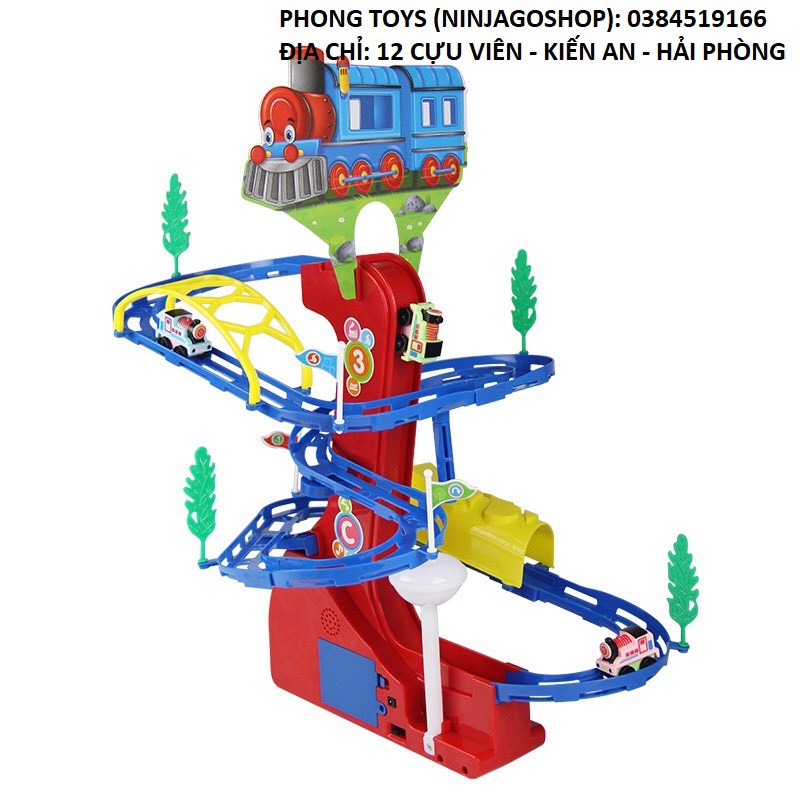 Đồ chơi đường ray tàu lượn có nhạc chạy pin 3 tàu siêu tốc - Đường ray siêu tốc