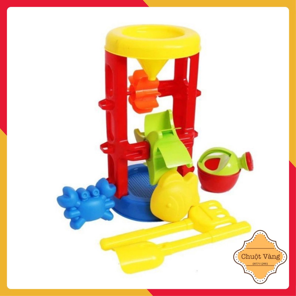 Bộ đồ chơi xúc cát sắc màu có guồng quay bằng nhựa cho bé