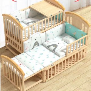 [ Sẵn] GIƯỜNG-CŨI GỖ ĐA NĂNG  AiLiQi -QUÂY MÀN