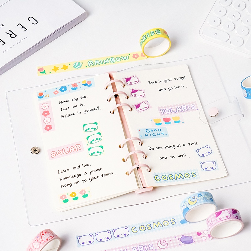 Cuộn băng keo dán trang trí washi DIY họa tiết động vật hoạt hình 12 mẫu tùy chọn đáng yêu