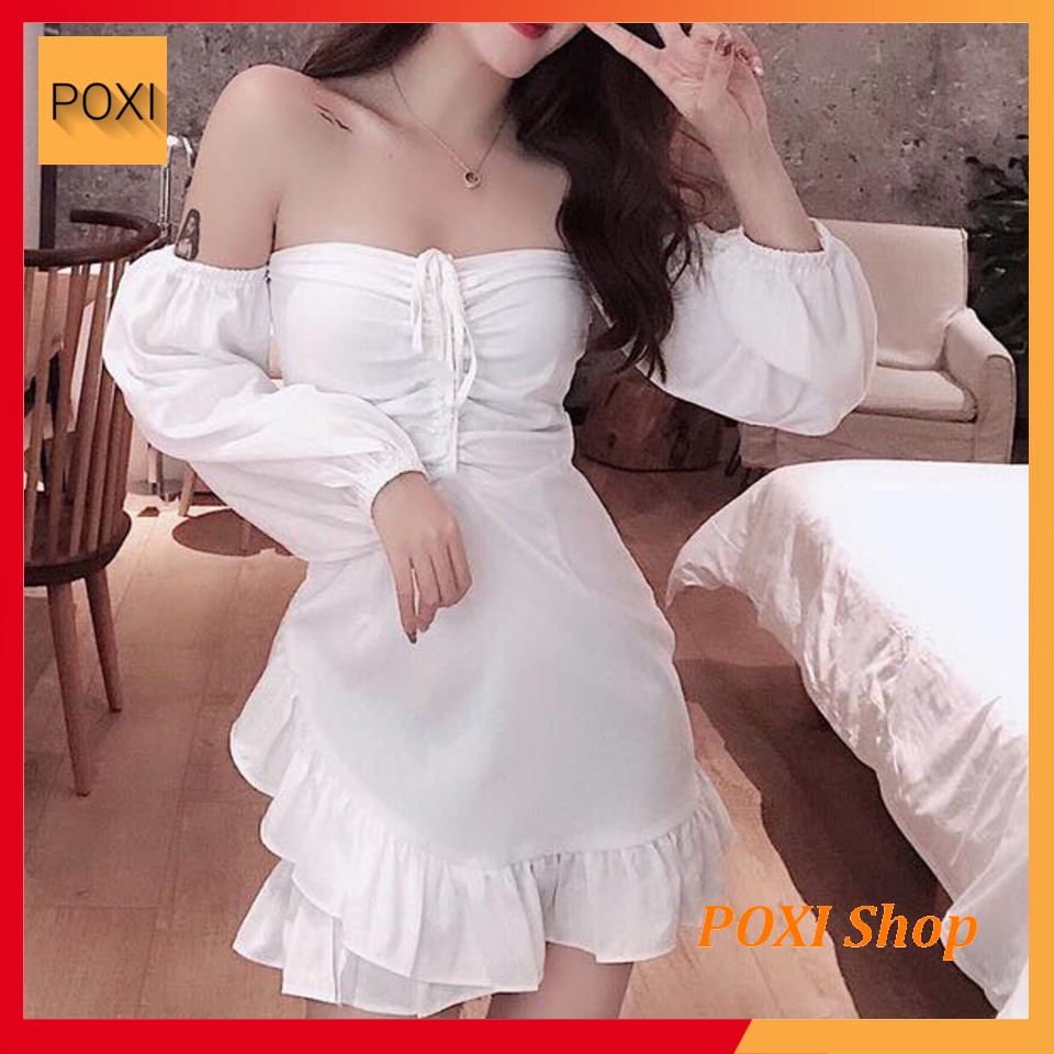 [ẢNH THẬT] Váy Đầm Trễ Vai Dây Thắt Nhún Có Mút Ngực