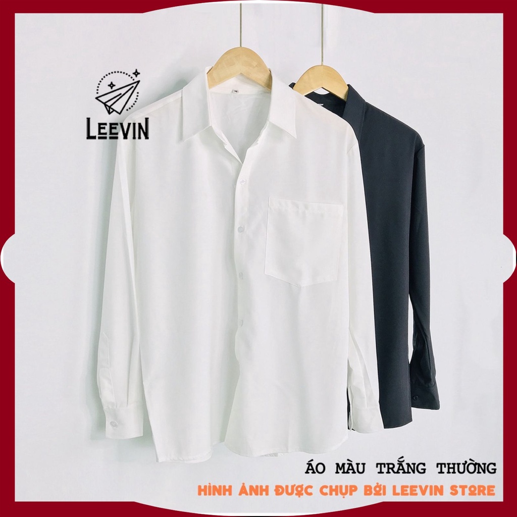 Áo Sơ Mi Nam Nữ Form Rộng TRƠN Basic Unisex Dài Tay Trắng và Đen chất Cotton lụa Hàn mịn mát Bigsize suông SM1 | BigBuy360 - bigbuy360.vn