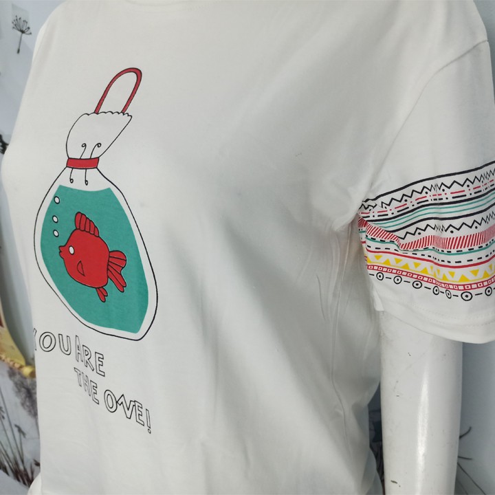 Áo Thun Nữ FREESHIP️ Áo phông nữ tay ngắn chất đẹp, thun cotton, mịn, mát, sành điệu in hình cá - Mã M07