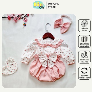 [3-12kg] Body áo liền thân thiết kế cao cấp nơ cánh bướm cho bé gái sơ sinh diện Lễ Tết, thôi nôi - BD23