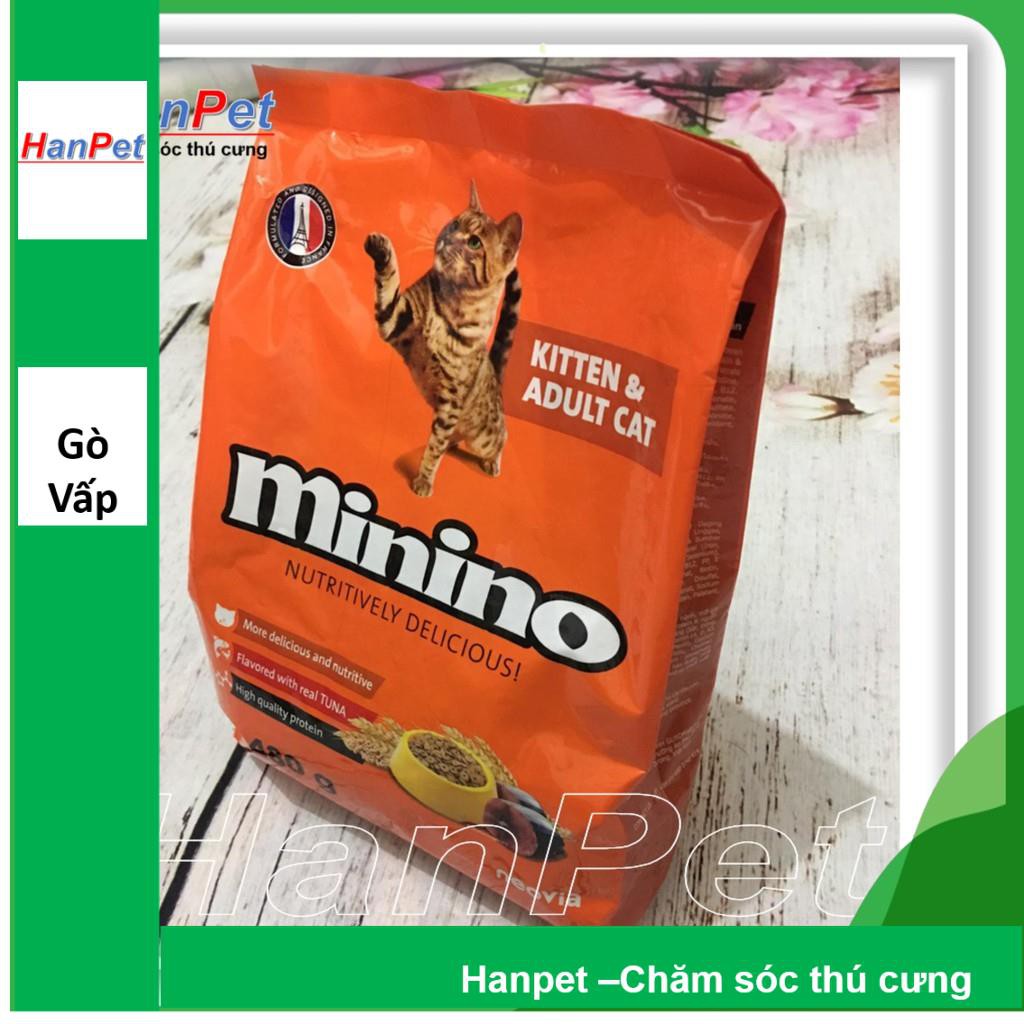 Hanpet.GV- Thức ăn hạt phẩm chất Pháp Quốc cho mèo mọi lứa tuổi Minino- Gói 480g- 233