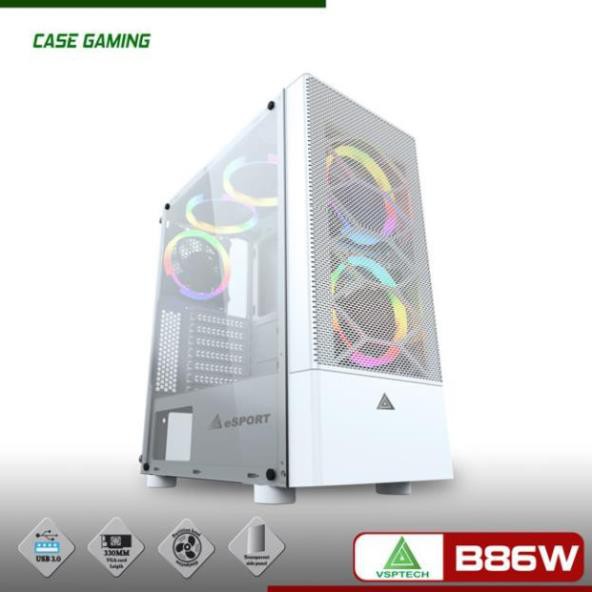 [Đen - Trắng - Hồng] Vỏ case máy tính VSP Gaming B86 (No Fan), hàng mới chính hãng hỗ trợ main ATX, m-ATX, ITX