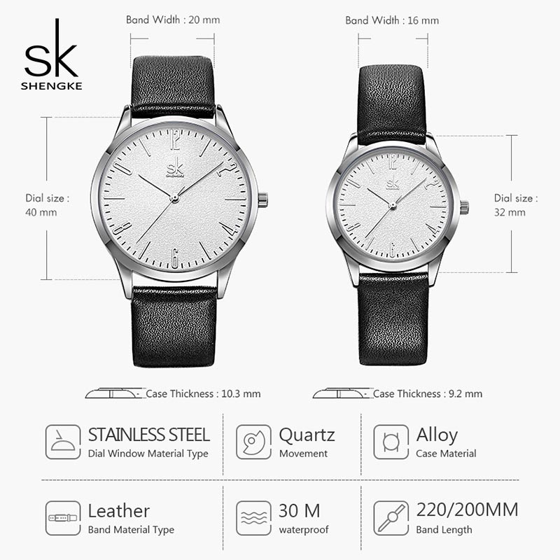shengke leather couple watches K9003
