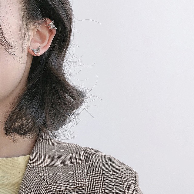 Bông Tai Kim Cương Bướm Phong Cách Sang Trọng Thời Trang Hàn Quốc