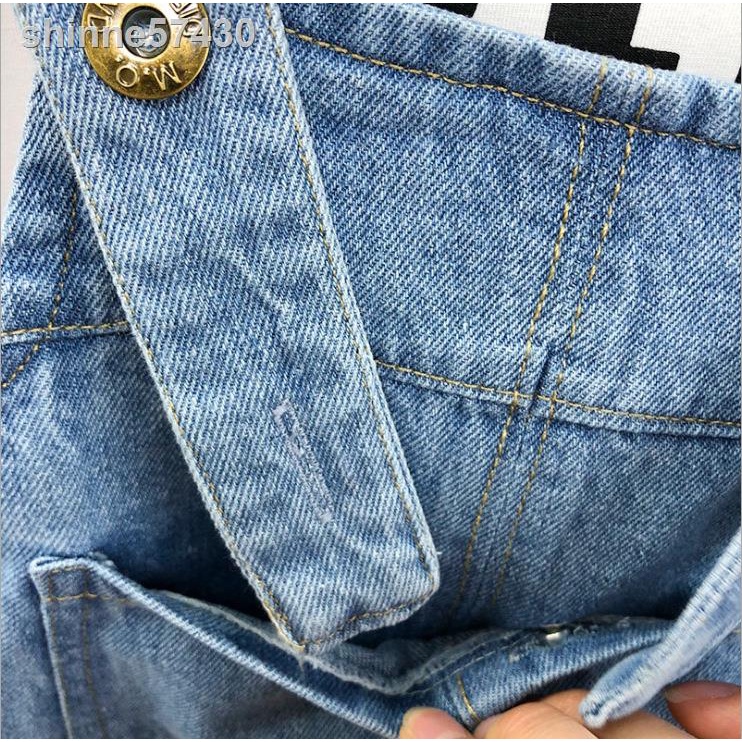Bộ Yếm gồm Áo Thun Tay Ngắn Trẻ Em Hàn Quốc + quần jean yếm dễ mặc cute