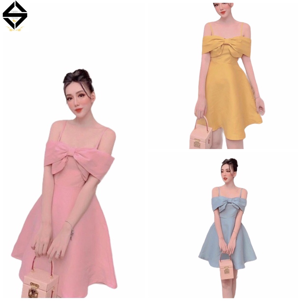 Đầm xoè dự tiệc ngắn trễ vai nơ ngực TRIPBLE T DRESS - size M/L - MS180V