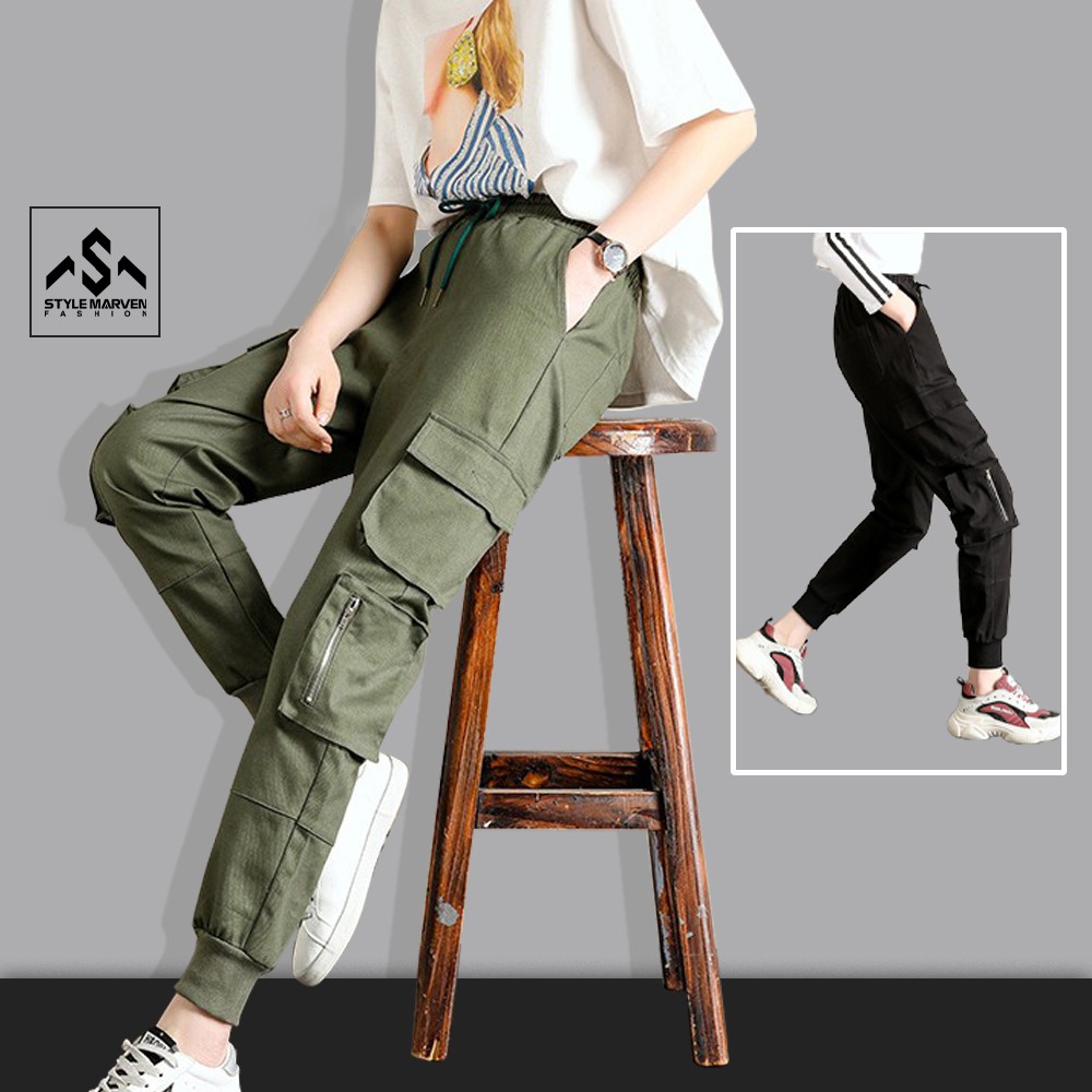 Quần jogger nữ phối túi khóa kéo STYLE MARVEN chất vải kaki mịn cao cấp - QUAN SM027V1