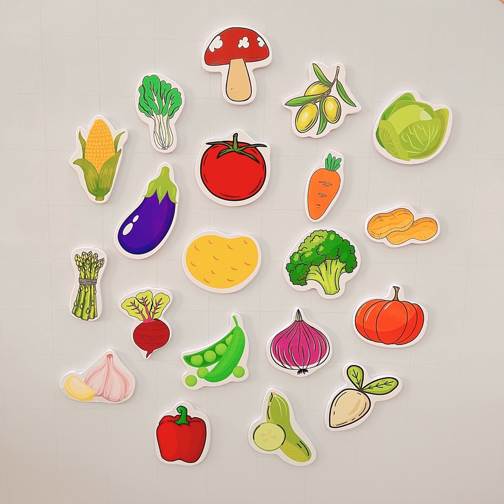 Bộ rau củ có nam châm dùng cho bảng từ hoặc dán tủ lạnh, sticker cho bé