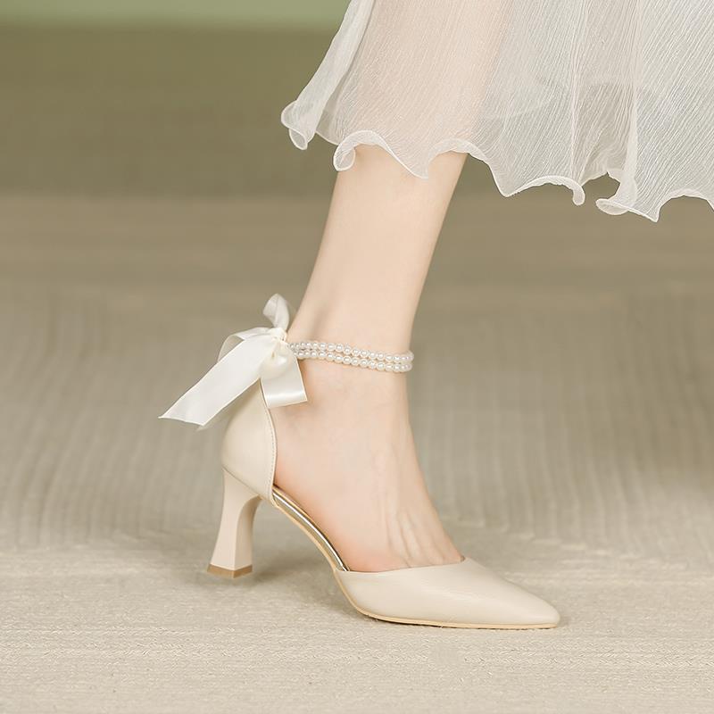 Sandal Cao Gót Mũi Nhọn Thiết Kế Mới Thời Trang Theo Phong Cách Pháp Cho Nữ