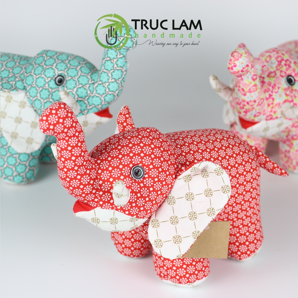 Đồ Chơi Cho Bé Thú Nhồi Bông Hình Chú Voi Có Ngà Vải Hoa Bông Gòn Cao Cấp - Trúc Lâm Handmade