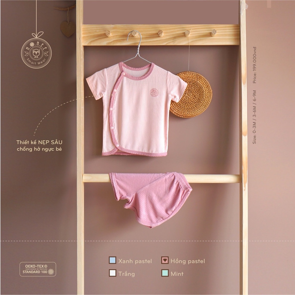 Bộ sơ sinh cài chéo, body Modal hrnee bé trai bé gái thời trang mùa hè
