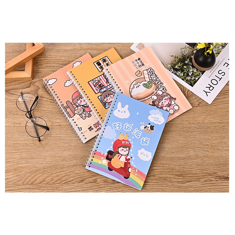 Sổ lò xo chiết và lưu trữ sticker size A5 hình bé gái ZiZi