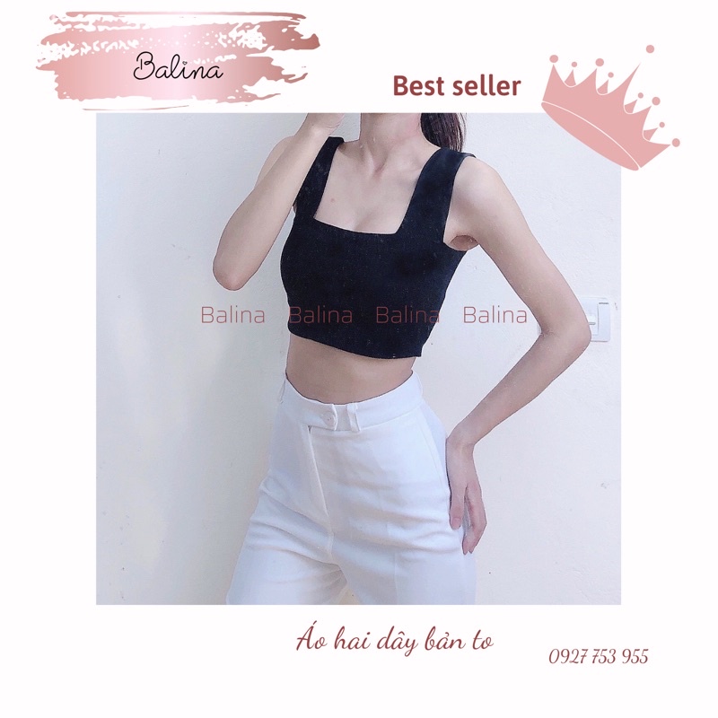 [CÓ SẴN/ ẢNH THẬT 100%] Áo 2 dây bản to croptop đẹp ảnh thật màu đen, trắng HÀNG LOẠI 1 chuẩn ảnh form đẹp