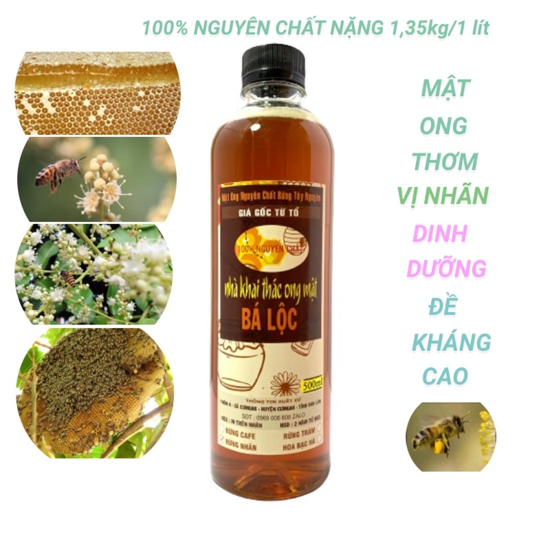 500ml mật ong hoa nhãn được lấy từ hoa những cây nhãn cổ thụ trăm năm ở hưng yên