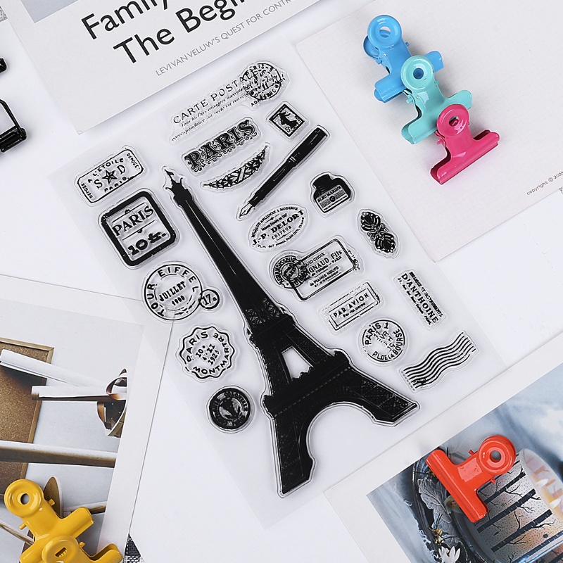 Tem Đóng Dấu Silicon Trong Suốt Hình Tháp Eiffel Paris